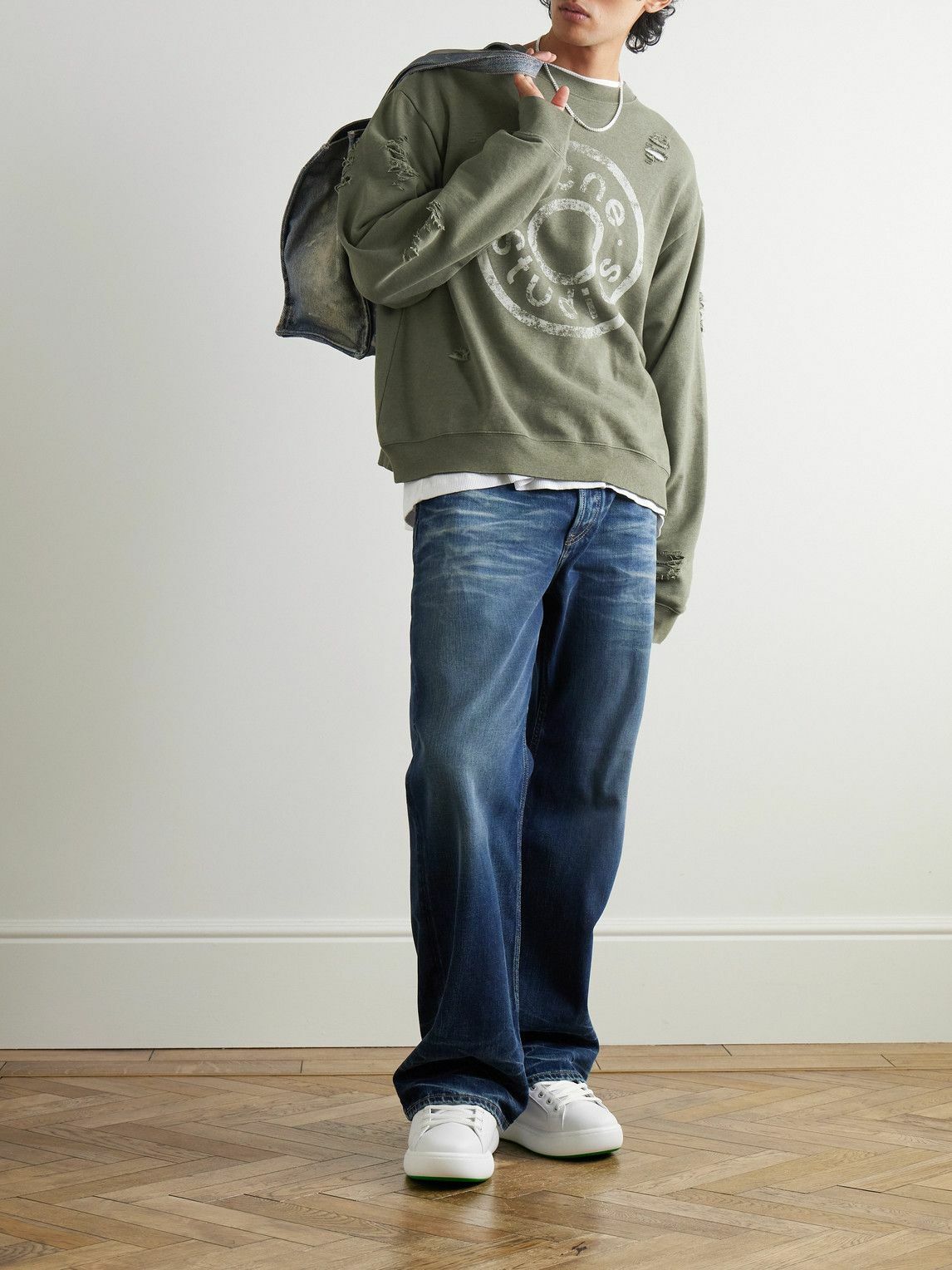 Acne Studios - Franziska Oversized Logo-Print Distressed Cotton