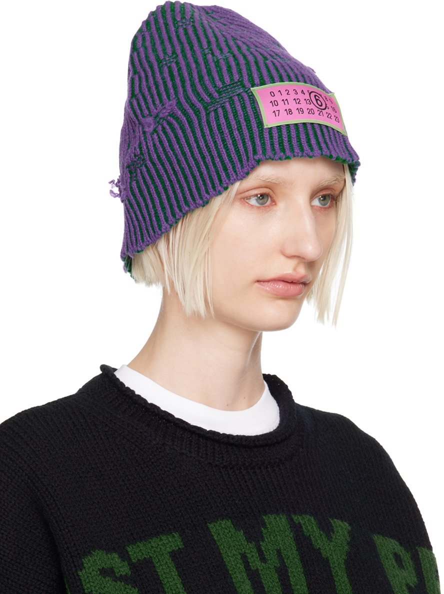 【関税＆送料込み】Mm6 Maison Margiela Beanie MM6 Maison Margiela Black & Beige Amended Bicolor Beanie MM6