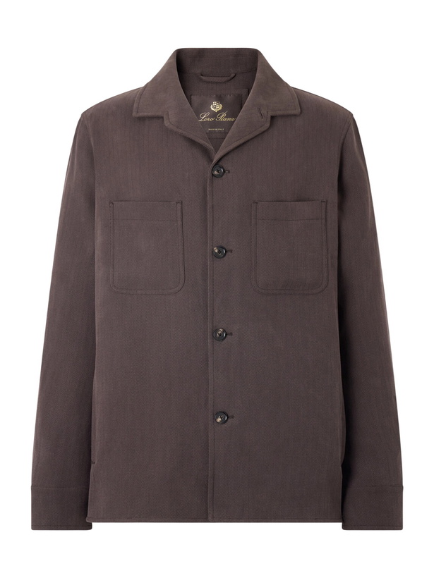 Photo: Loro Piana - Evandro Herringbone Linen Overshirt - Brown