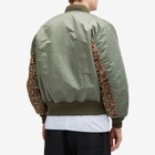 Wacko Maria Men's MA-1 Leopard Panel Flight Jacket in Khaki