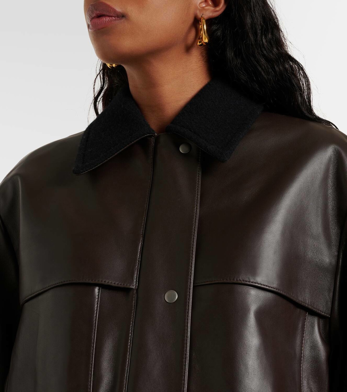 Vince Wool-trimmed leather jacket