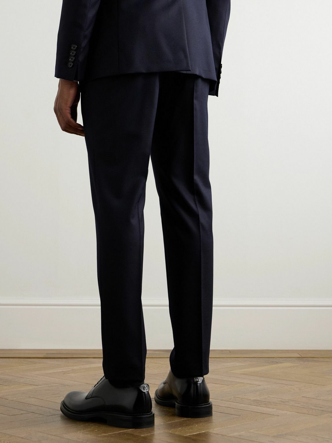 Dolce & Gabbana Blue Cotton Tapered Men Formal Trousers Pants