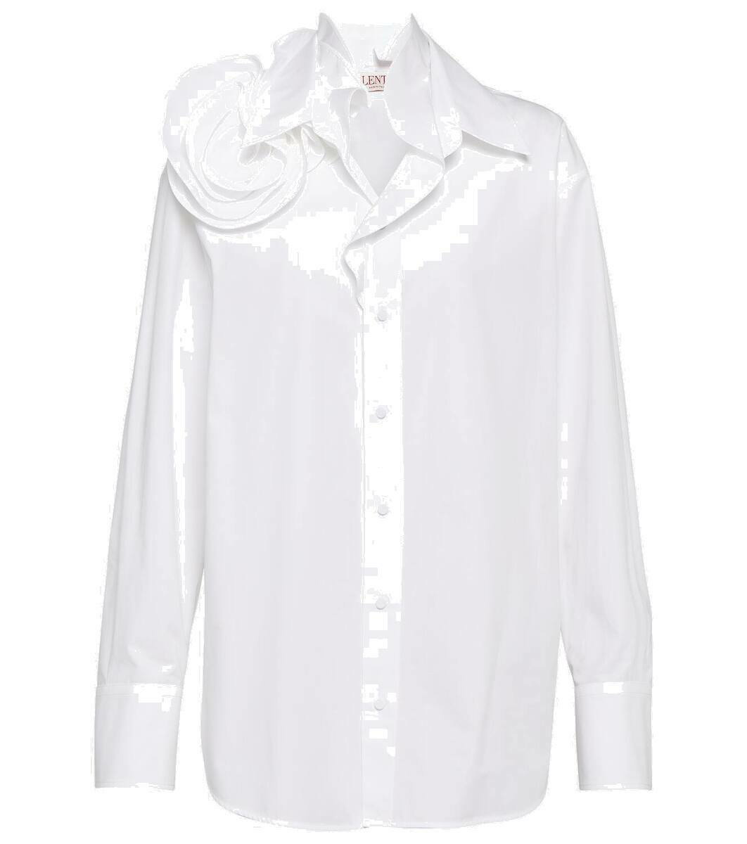 Valentino Garavani floral-appliqué silk shirt - White