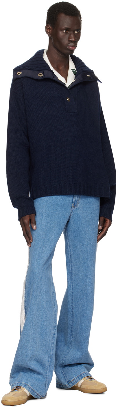Wales Bonner Navy Celeste Knit Sweater Wales Bonner Wales Bonner Navy Celeste Knit Sweater Wales Bonner