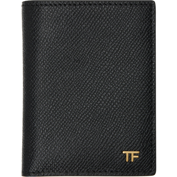 Photo: TOM FORD Black Small Grain Leather Folding Card Holder