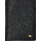 TOM FORD Black Small Grain Leather Folding Card Holder