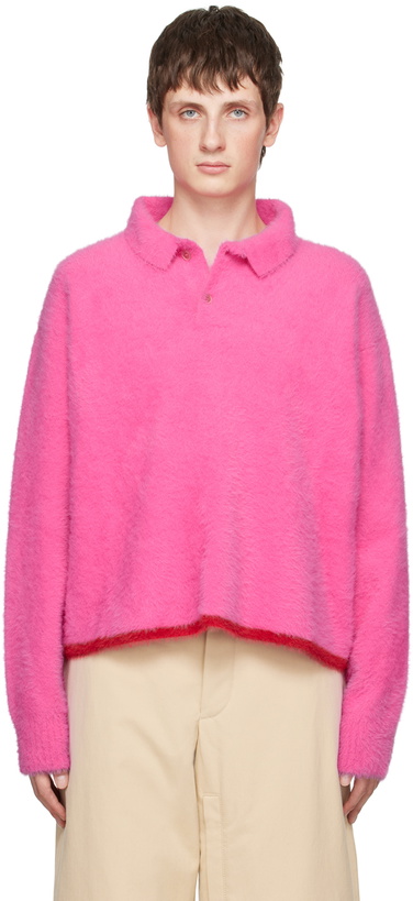 Photo: Jacquemus Pink Le Papier 'Le Polo Neve' Polo