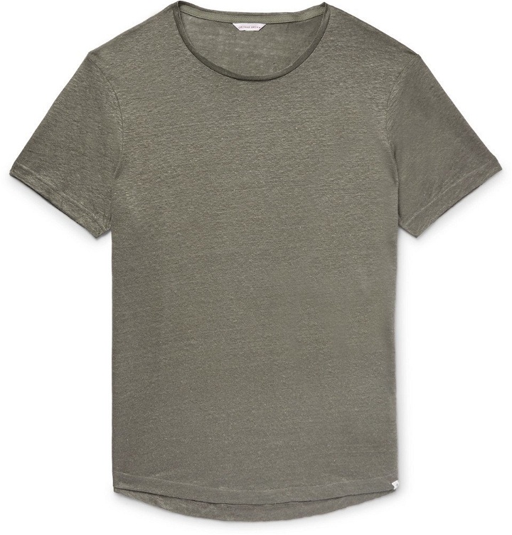 Photo: Orlebar Brown - OB-T Slim-Fit Slub Linen-Jersey T-Shirt - Men - Gray green