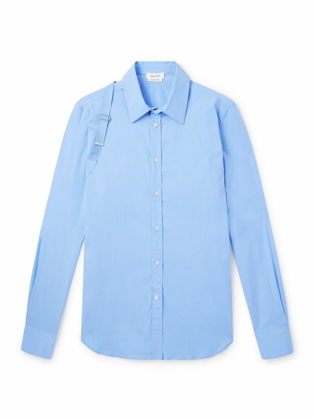 Photo: McQueen - Slim-Fit Harness-Detailed Stretch-Cotton Shirt - Blue