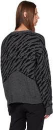 Rhude Black & Gray Zebra Sweater