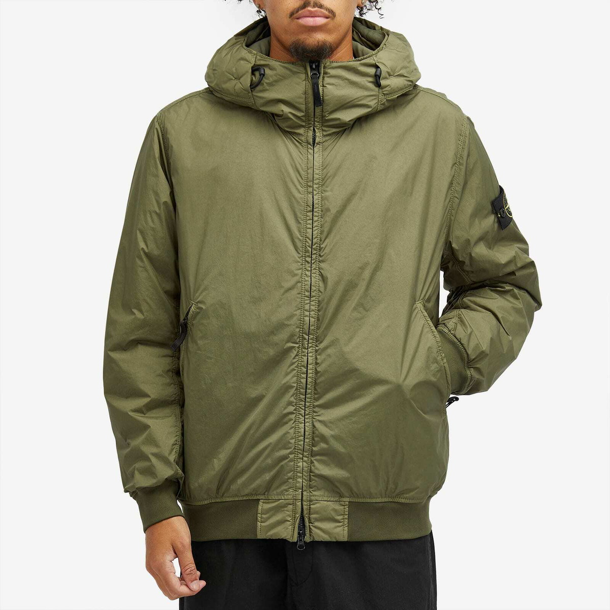 Stone Island Men's Crinkle Reps Hooded Primaloft-TC Jacket in Musk