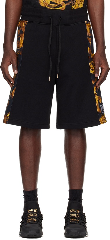 Photo: Versace Jeans Couture Black & Gold Watercolor Couture Shorts