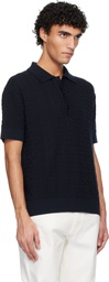 Balmain Navy Monogram Vanise Knit Polo