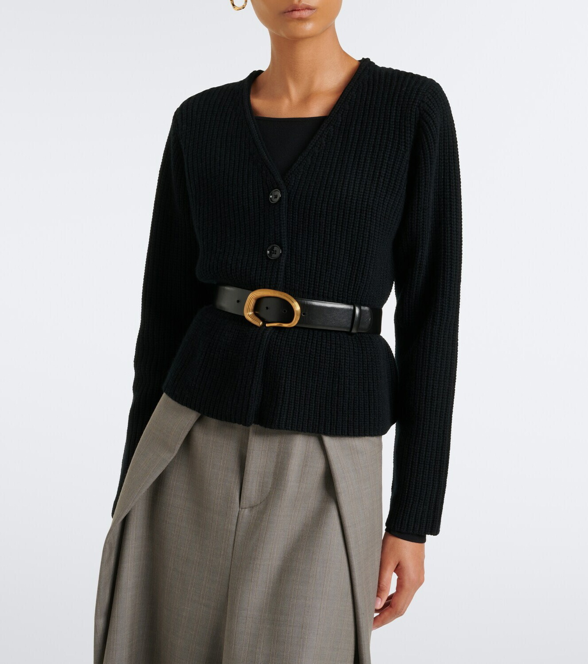 Jardin des Orangers Peplum wool and cashmere cardigan