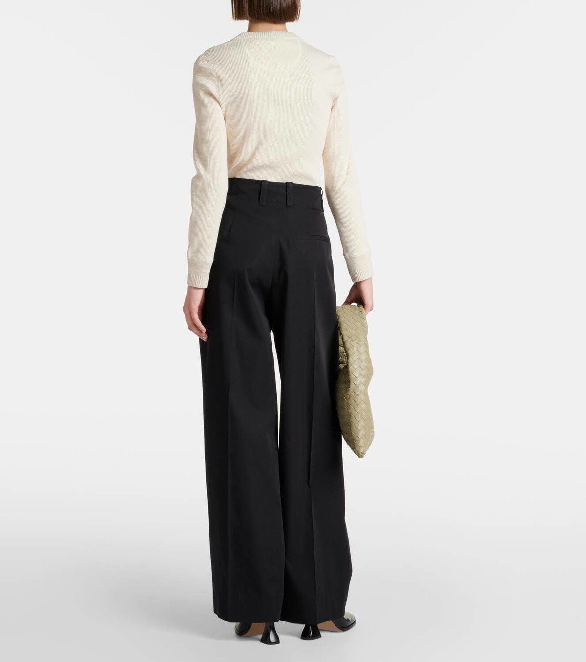 パンツ Bottega Veneta Cotton And Silk Wide-Leg Pants Bottega Veneta Mid-rise cotton and silk wide-leg pants