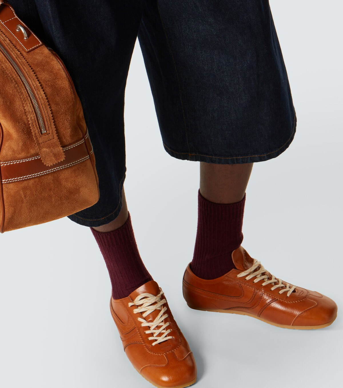 Dries Van Noten Belted denim Bermuda shorts