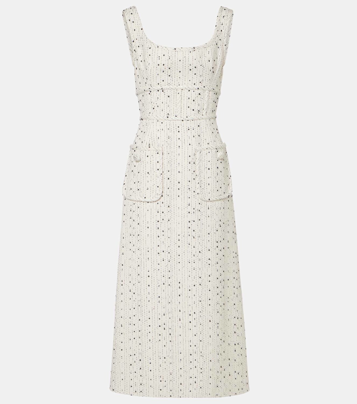 【関税込み】Elie Saab Gabardine midi dress Embroidered gabardine midi dress in beige - Elie Saab