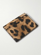 SAINT LAURENT - Leopard-Print Full-Grain Leather Cardholder - Brown