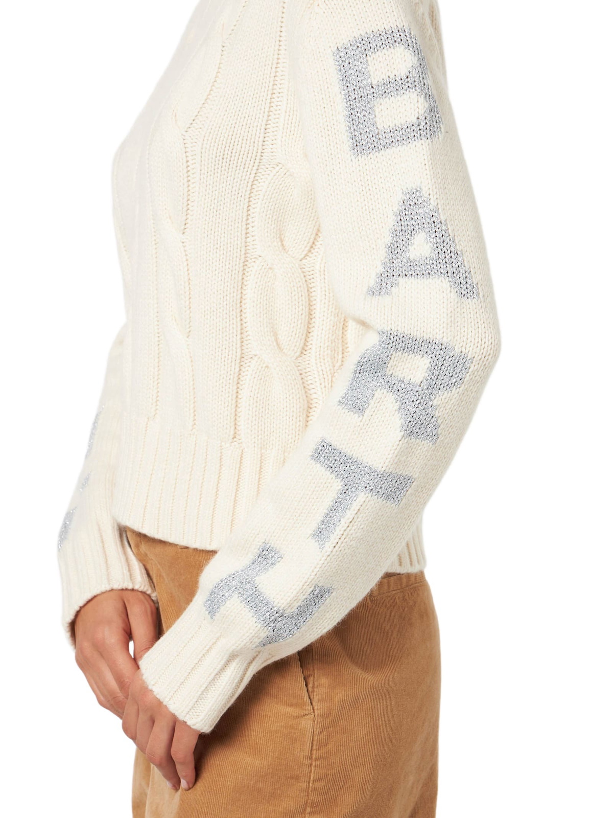 MC2 Saint Barth Woman Crewneck Braided Sweater With Saint Barth Lurex Print