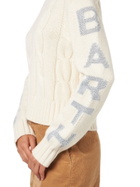MC2 Saint Barth Woman Crewneck Braided Sweater With Saint Barth Lurex Print