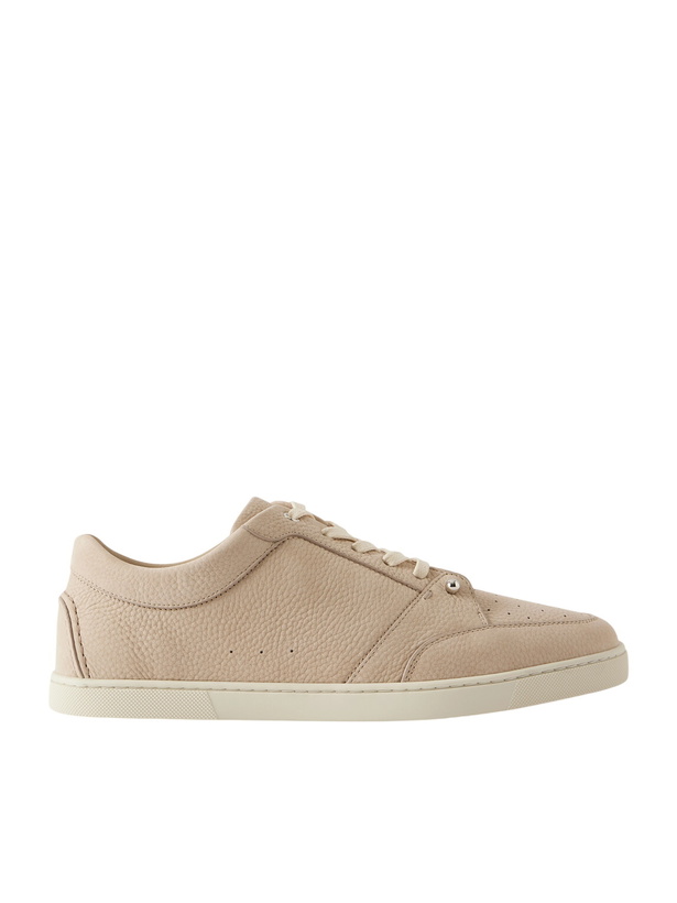 Photo: Christian Louboutin - Chambelisneak Embellished Nubuck Sneakers - Neutrals