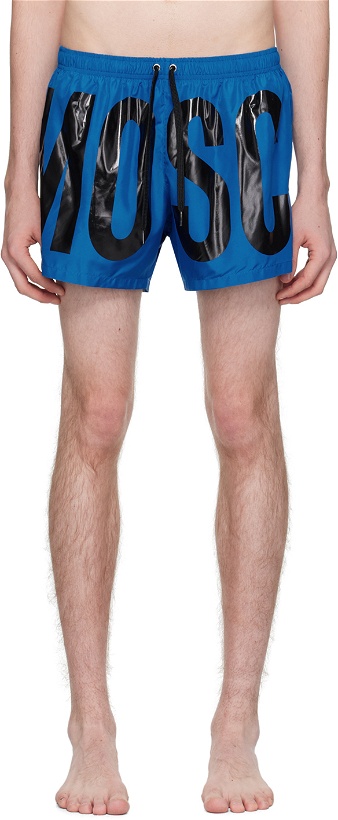 Photo: Moschino Blue Printed Swim Shorts