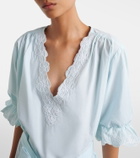 Juliet Dunn Embroidered cotton poplin minidress