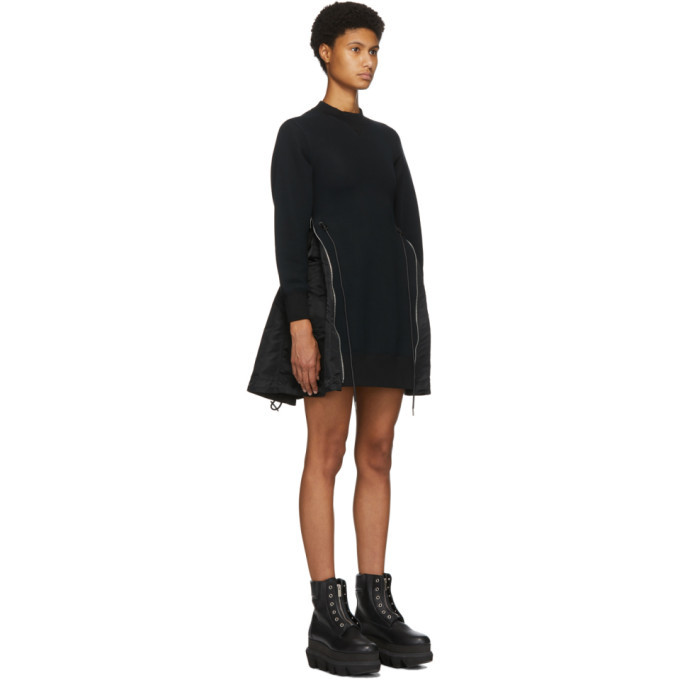 Sacai Black Sponge Sweat X MA-1 Dress