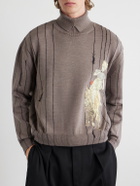 Enfants Riches Déprimés - Broken Rope Embroidered Merino Wool Turtleneck - Brown