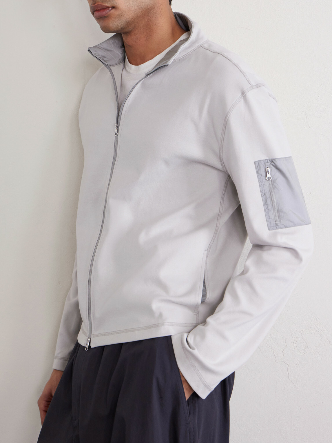 Amomento - Cotton Zip-Up Sweater - Gray