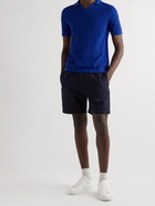 Incotex - Slim-Fit Textured-Cotton Polo Shirt - Blue