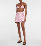 Reina Olga Floral high-rise wrap miniskirt