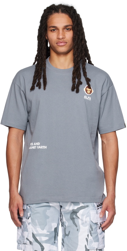 Photo: AAPE by A Bathing Ape Gray Graphic Patch T-Shirt