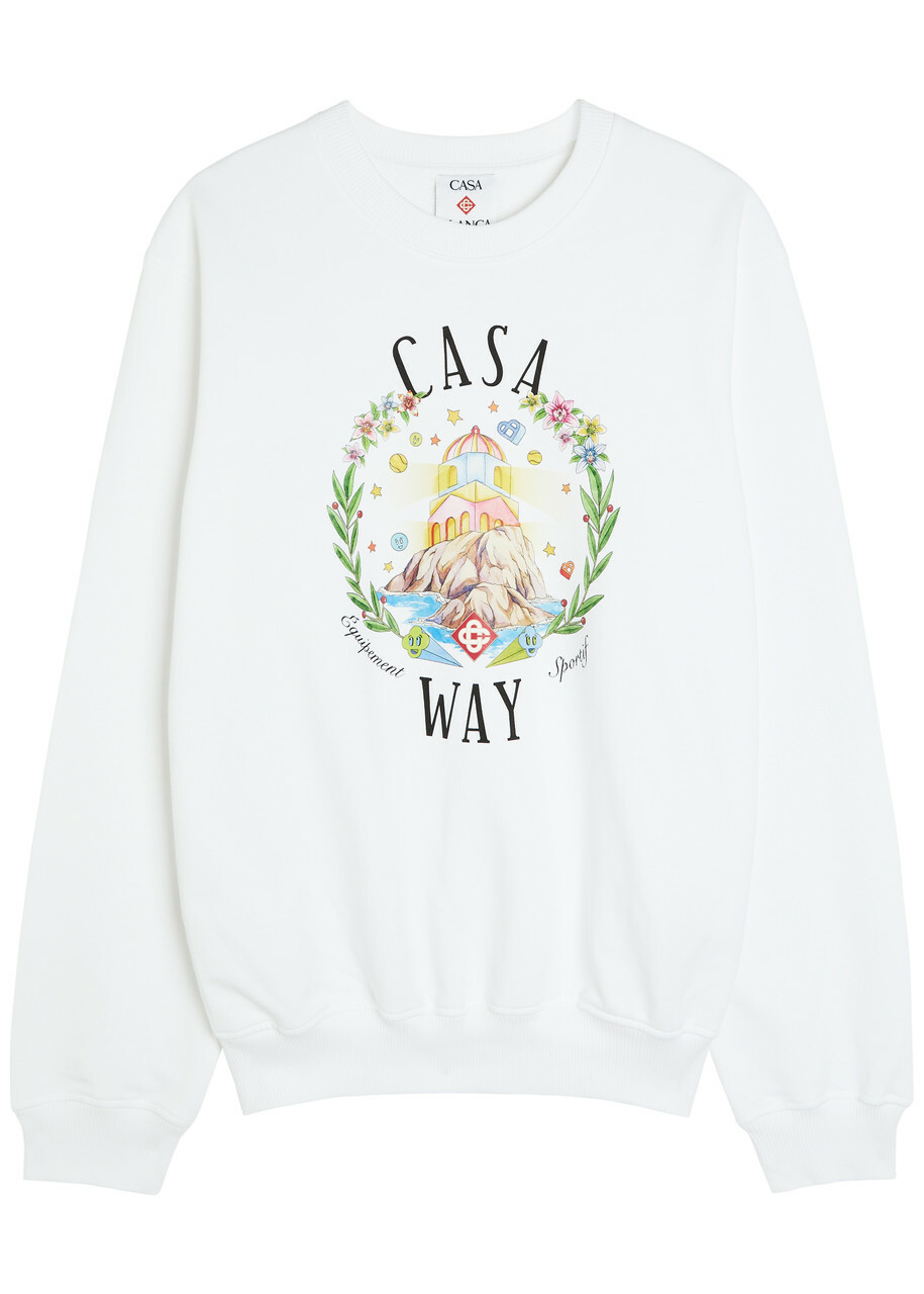 Casablanca Casa Way Printed Cotton Sweatshirt White
