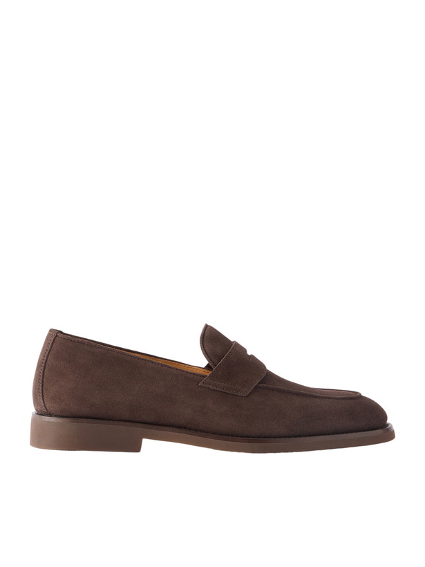 Photo: Brunello Cucinelli - Flex Suede Penny Loafers - Brown