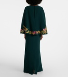 Costarellos Caped embellished crêpe gown