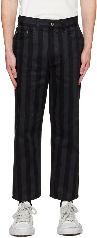 Photo: Sunnei Black & Navy Striped Trousers