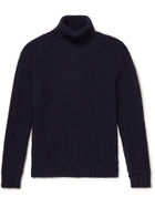 MP Massimo Piombo - Waffle-Knit Wool Rollneck Sweater - Blue