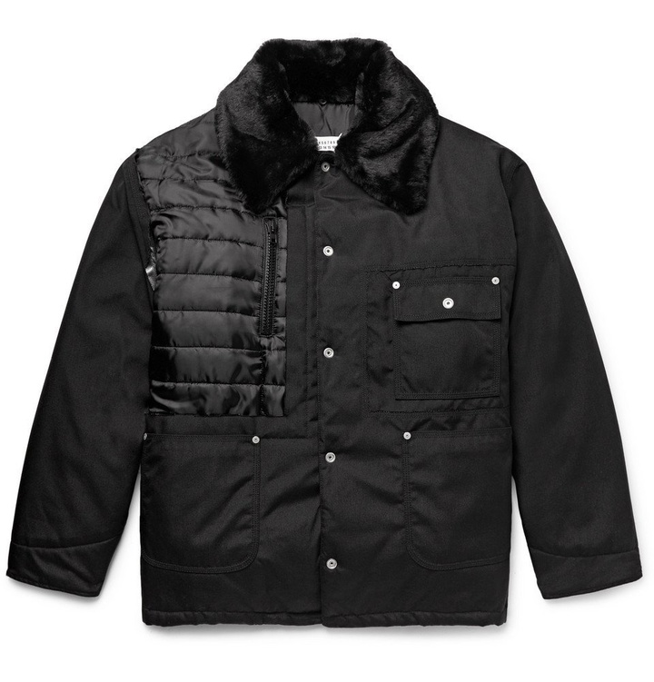 Photo: Maison Margiela - Faux Shearling and PU-Trimmed Quilted Canvas Jacket - Men - Black