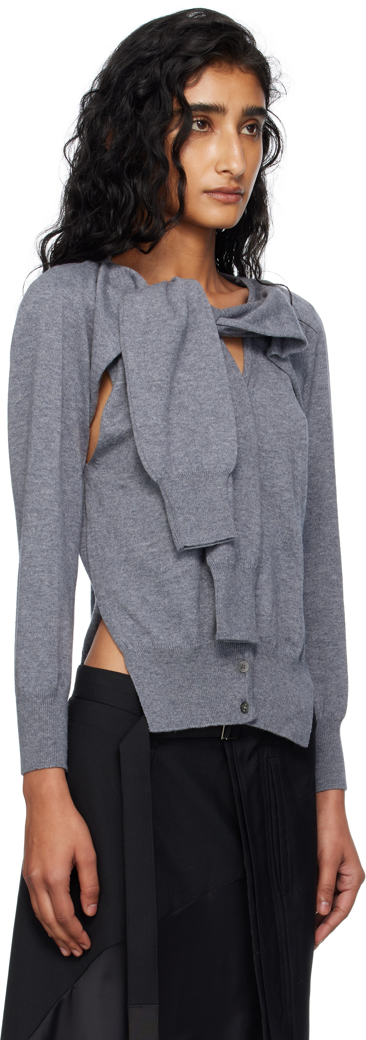 OPEN YY Gray Sleeve Layered Cardigan OPEN YY