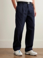 Stone Island - Marina Wide-Leg Belted Pleated Cotton-Blend Gabardine Trousers - Blue