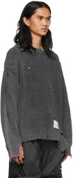 Miharayasuhiro Black Bleached Knit Sweater