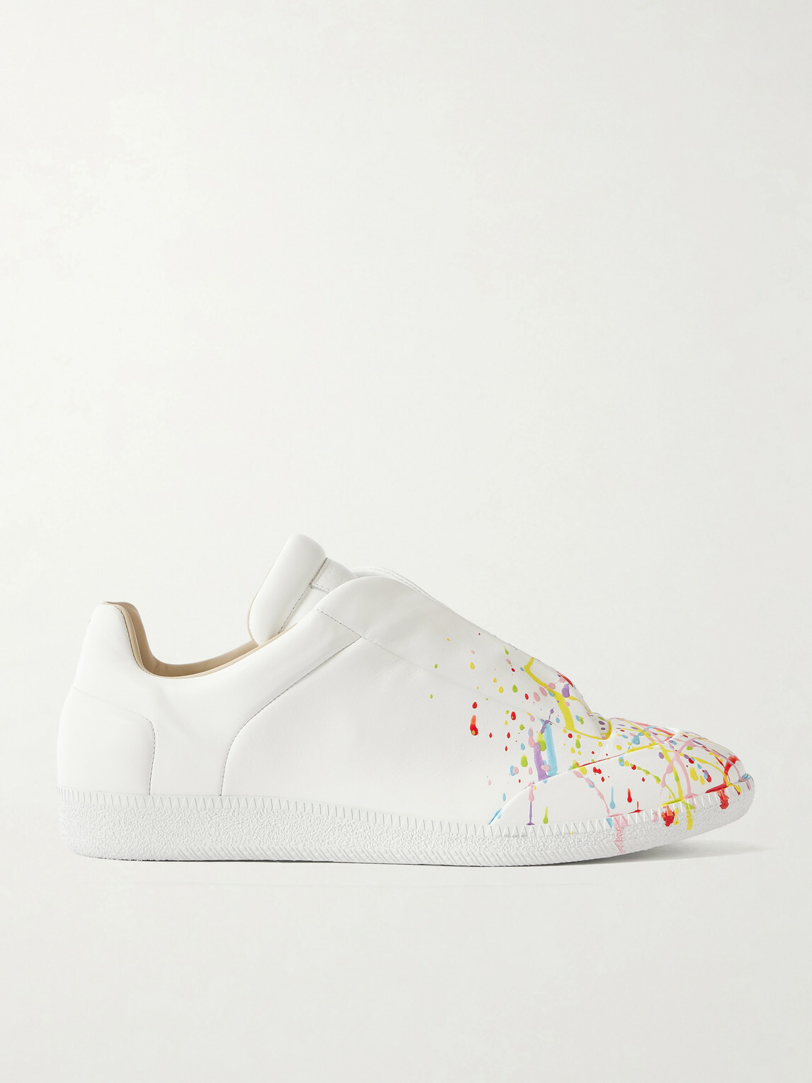 Maison Margiela - Future Low Paint-Splattered Leather Sneakers - White