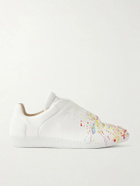 Maison Margiela - Future Low Paint-Splattered Leather Sneakers - White