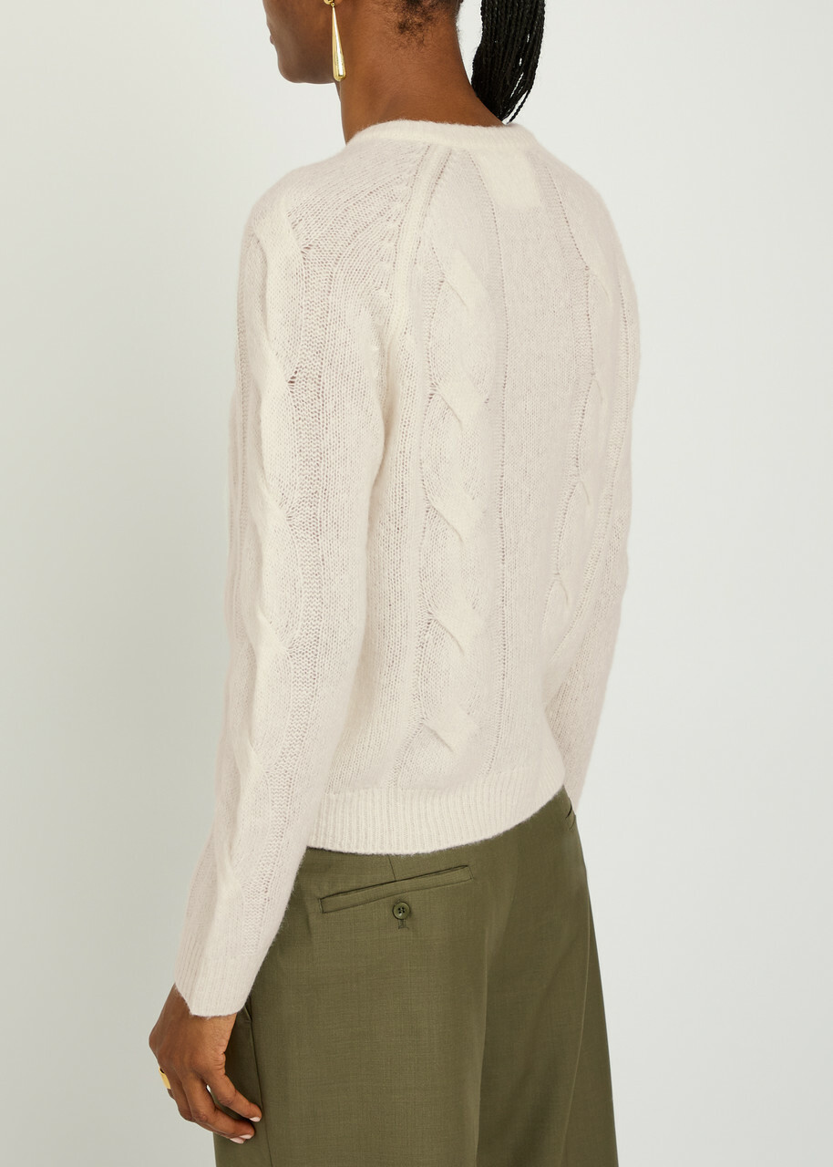Lisa Yang Gwyneth Cable-knit Cashmere and Silk-blend Cardigan Cream