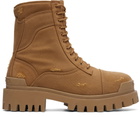 Balenciaga Tan Combat Strike Boots