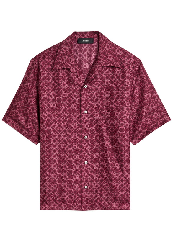 Photo: Amiri MA Quad Logo-monogrammed Silk Shirt Dark Red