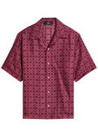 Amiri MA Quad Logo-monogrammed Silk Shirt Dark Red