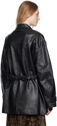 lesugiatelier Black Button Faux-Leather Jacket