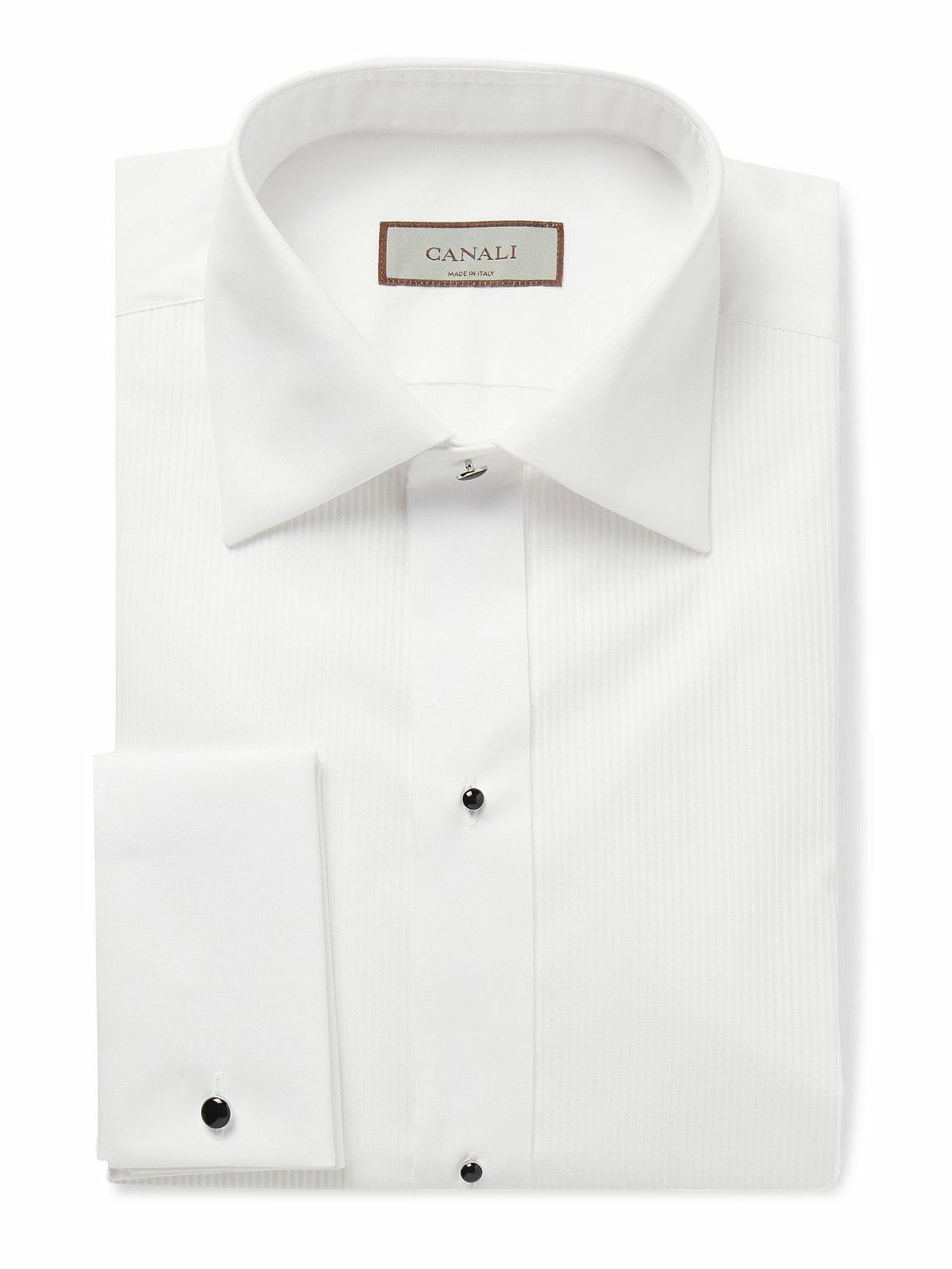 Canali - Cutaway-Collar Pleated Bib-Front Cotton-Poplin Shirt - White